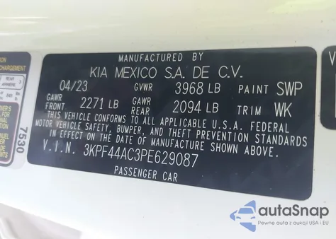 2023 Kia Forte Gt from USA, damaged, VIN 3KPF44AC3PE629087